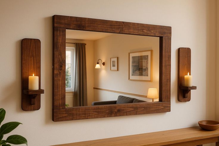 Landscape Mirror With 2 Sconce - MR004