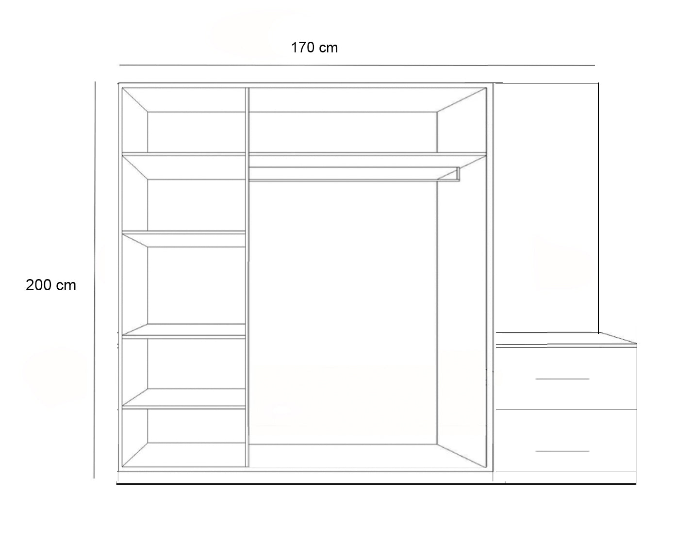 Wardrobe 170×200 cm - FW013 - Image 2